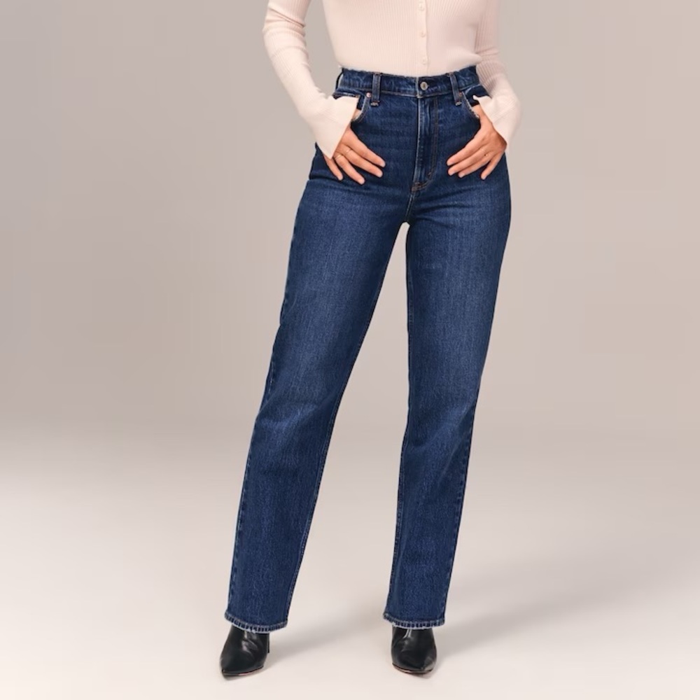 Abercrombie & Fitch Women's Straight Leg Jeans - Dark Blue